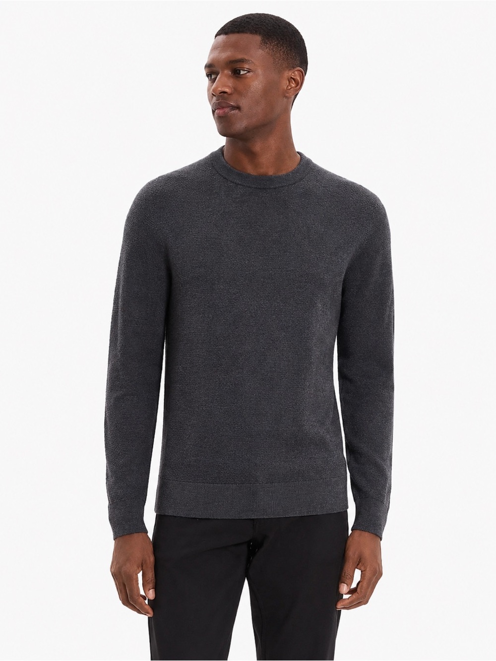 Saks Fifth Avenue Grey Long Sleeve Wool Blend Slim Fit Crewneck Sweater size XL